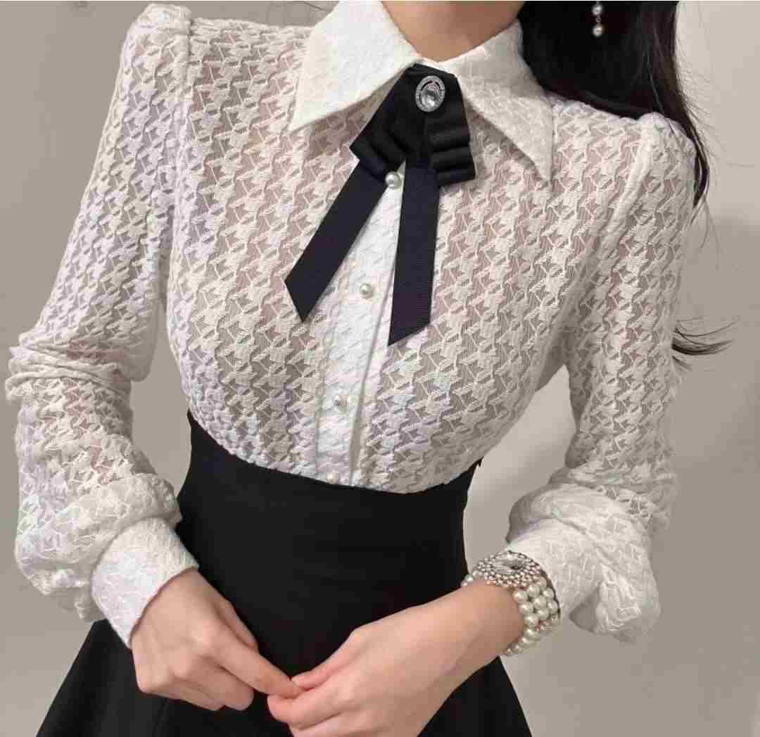 SUGAR-슈가-T東大門㊣直郵女士新款推薦休閑25秋冬襯衫蕾絲衫SUGAR襯衫/蕾絲衫