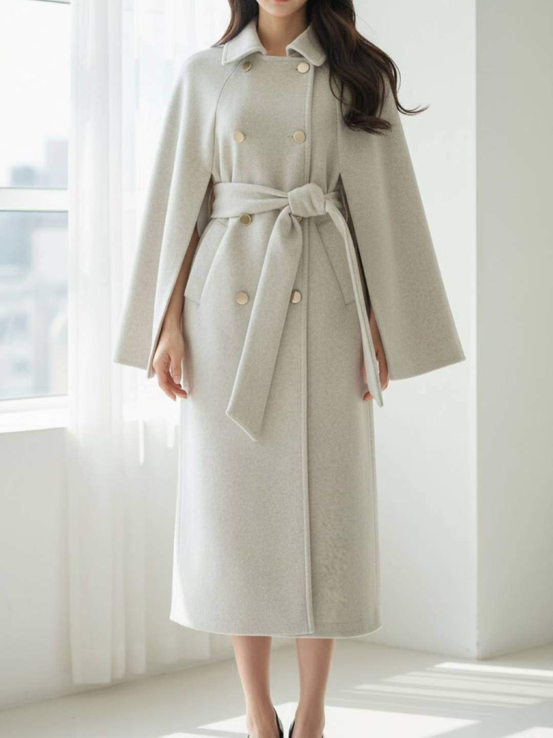 HEE SHOP東大門㊣實拍女士新款職業真品休閑25秋冬中長款大衣HEE SHOP中長款大衣