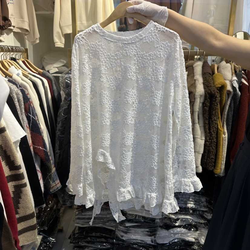 COCO HOLIC東大門㊣代購女裝新品時尚襯衫蕾絲衫不對稱蕾絲COCO HOLIC襯衫/蕾絲衫