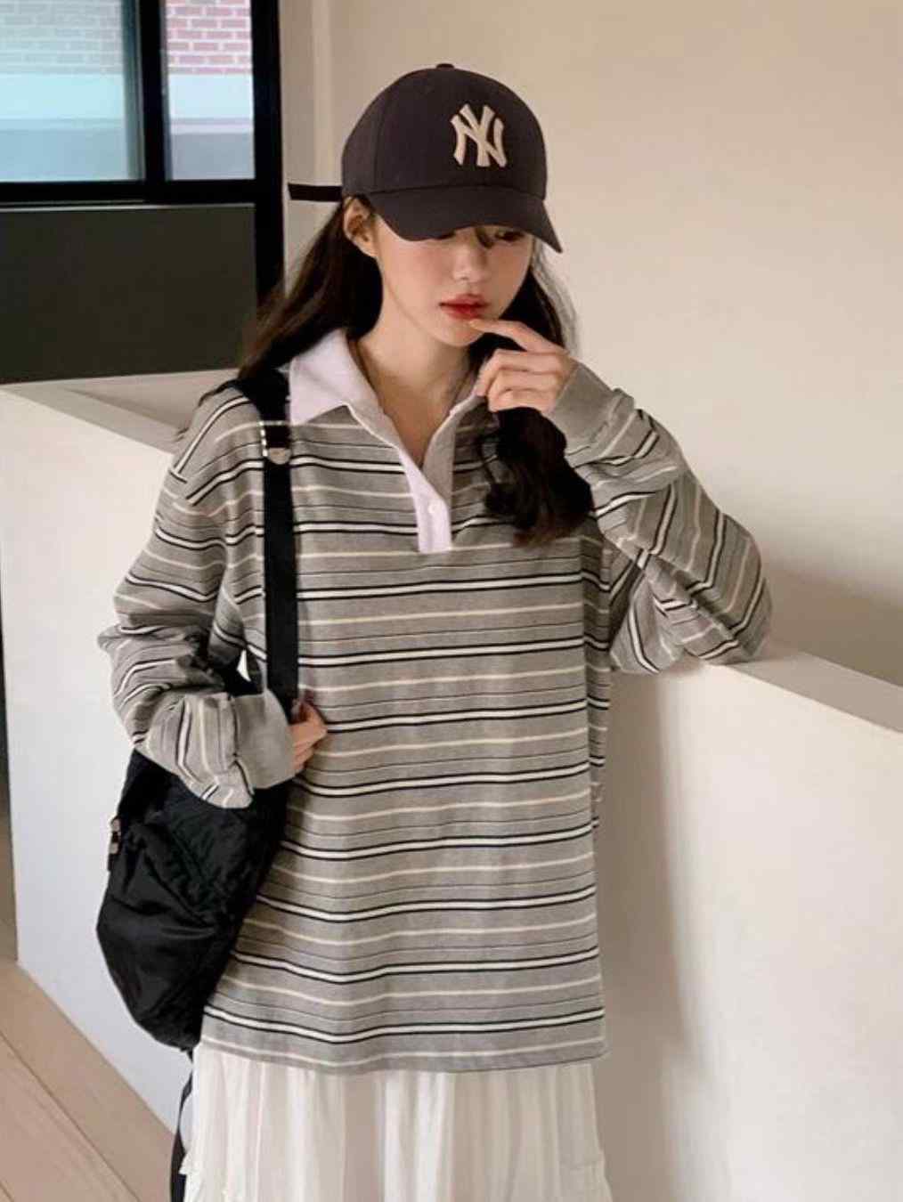 HIDDENHILLS韓國代購㊣女士新品熱賣休閑25秋冬人氣長袖T恤HIDDENHILLS長袖T恤