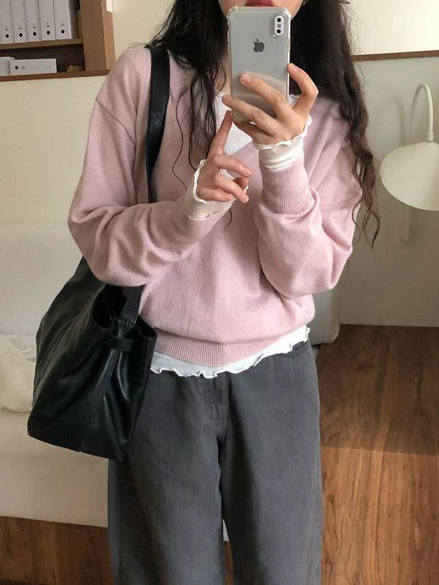 ALL OF US東大門㊣實拍女裝新品職業人氣25秋冬針織衫不含內搭ALL OF US針織衫