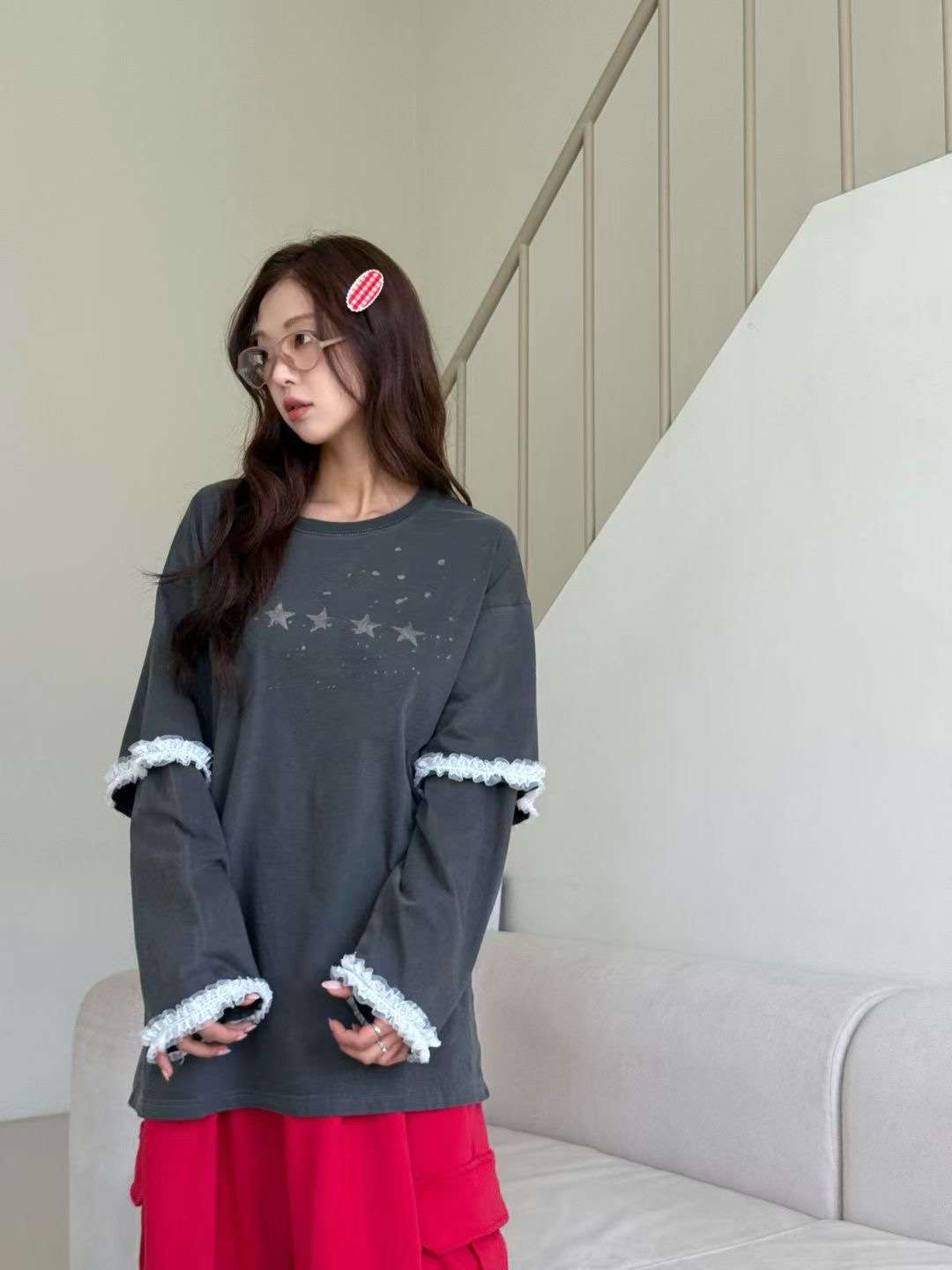 GISELE東大門㊣實拍女士新款25秋冬推薦真品人氣職業長袖T恤GISELE長袖T恤