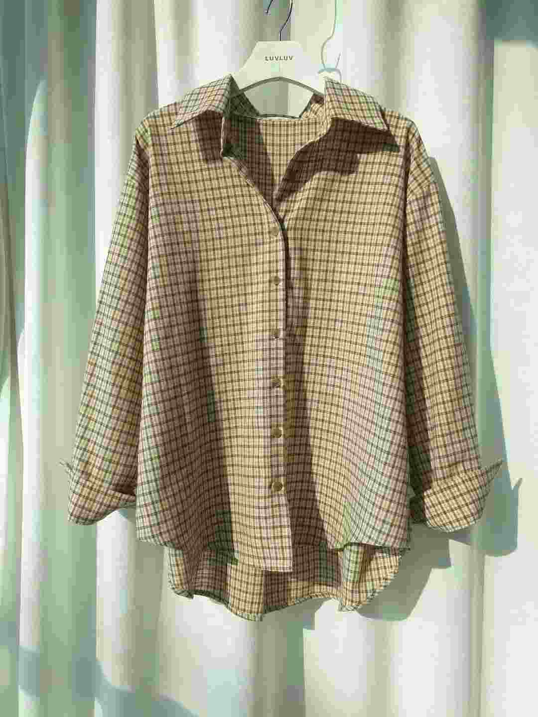 LUVLUV-럽럽-OT東大門㊣代購女裝新款推薦襯衫蕾絲衫雙排扣格子LUVLUV-럽럽-OT襯衫/蕾絲衫