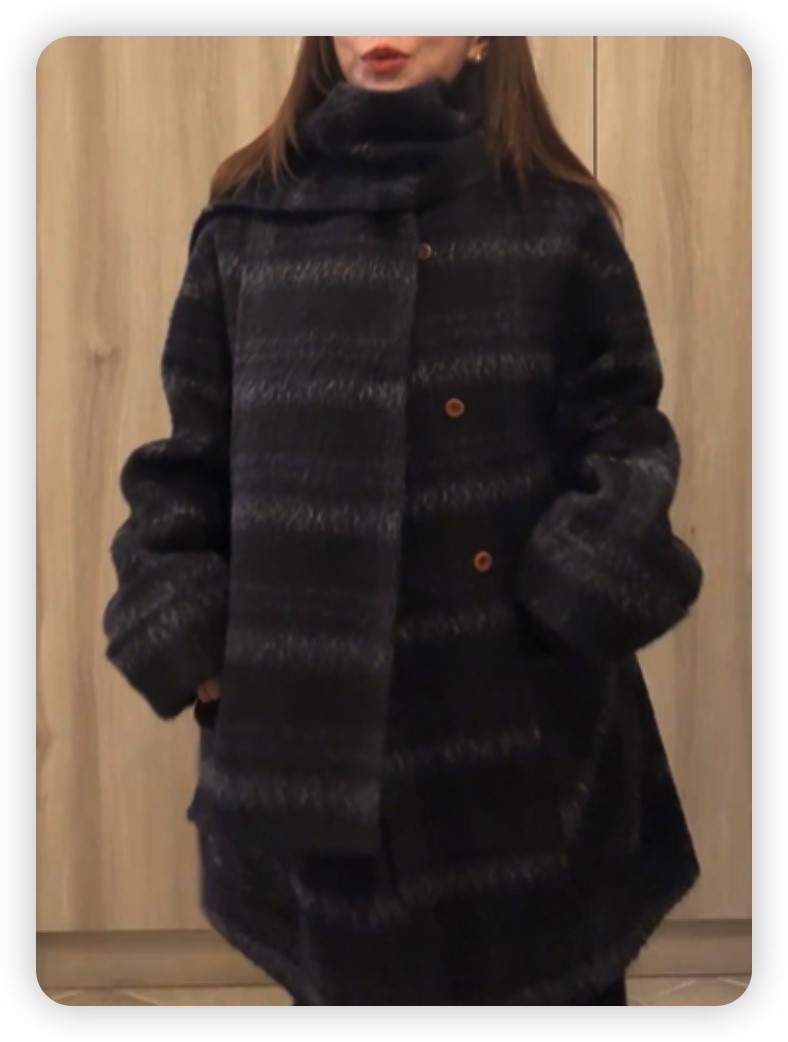 SIMPLE PARK/WMSTORY韓國代購㊣女士新品真品中長款大衣含圍巾斗篷長款SIMPLE PARK/WMSTORY中長款大衣