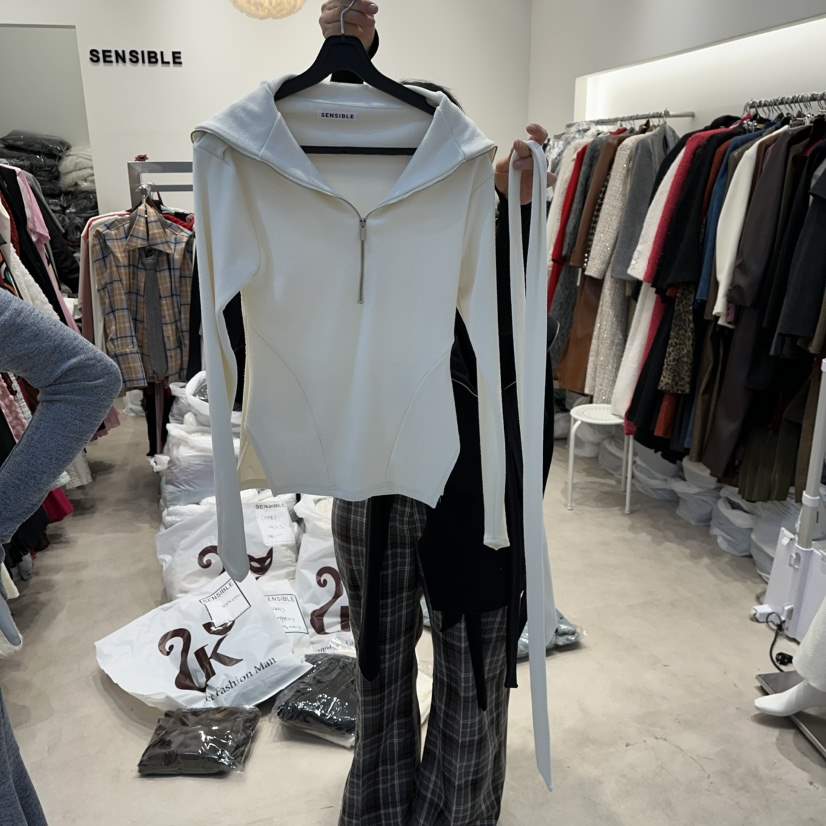 SENSIBLE-S韓國直郵㊣女士新款熱賣真品時尚休閑長袖T恤拉鏈SENSIBLE長袖T恤