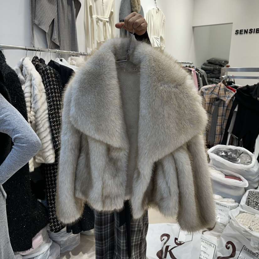 SENSIBLE-S韓國代購㊣女裝新款休閑真品25秋冬短款大衣皮草SENSIBLE短款大衣