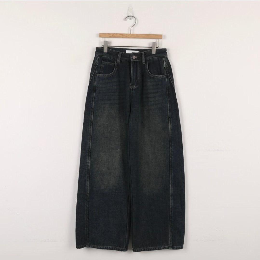 SPARK東大門㊣代購女士新品25秋冬職業人氣休閑牛仔褲抓絨鏤空SPARK牛仔褲