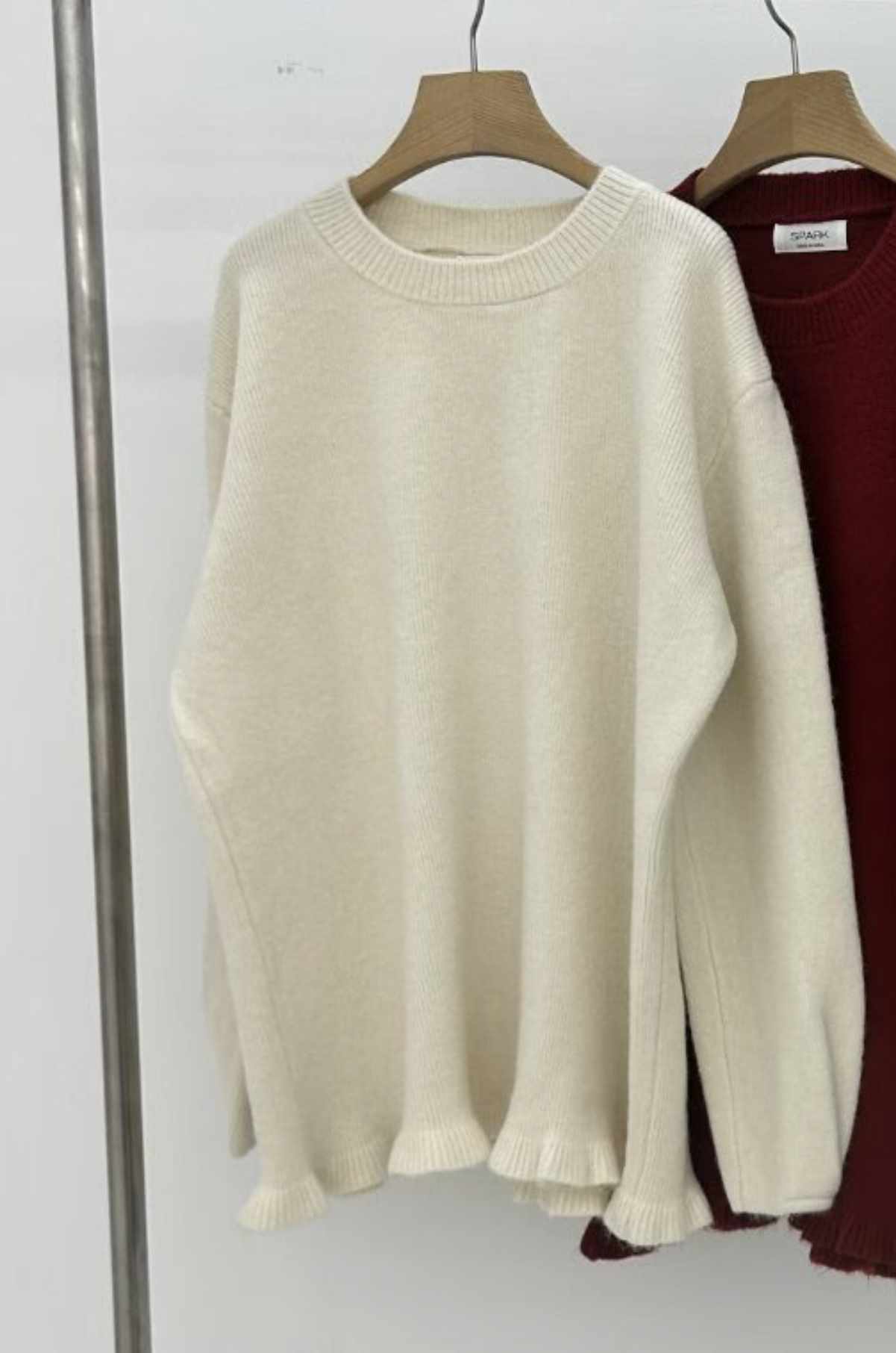 SPARK韓國直郵㊣女士新品人氣推薦職業時尚休閑針織衫荷葉邊SPARK針織衫