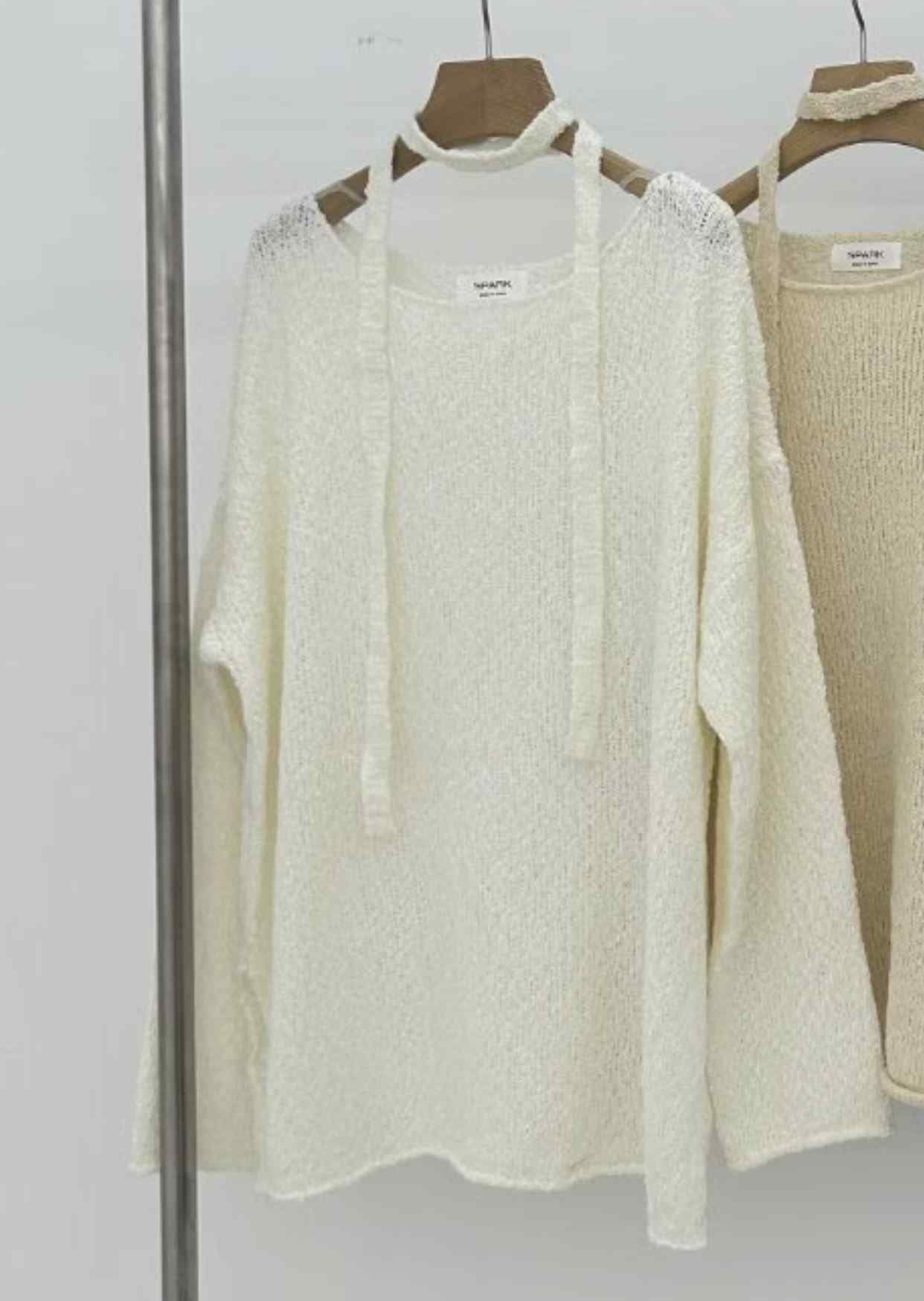 SPARK東大門㊣直郵女士新款休閑推薦人氣25秋冬針織衫含脖帶圍巾SPARK針織衫