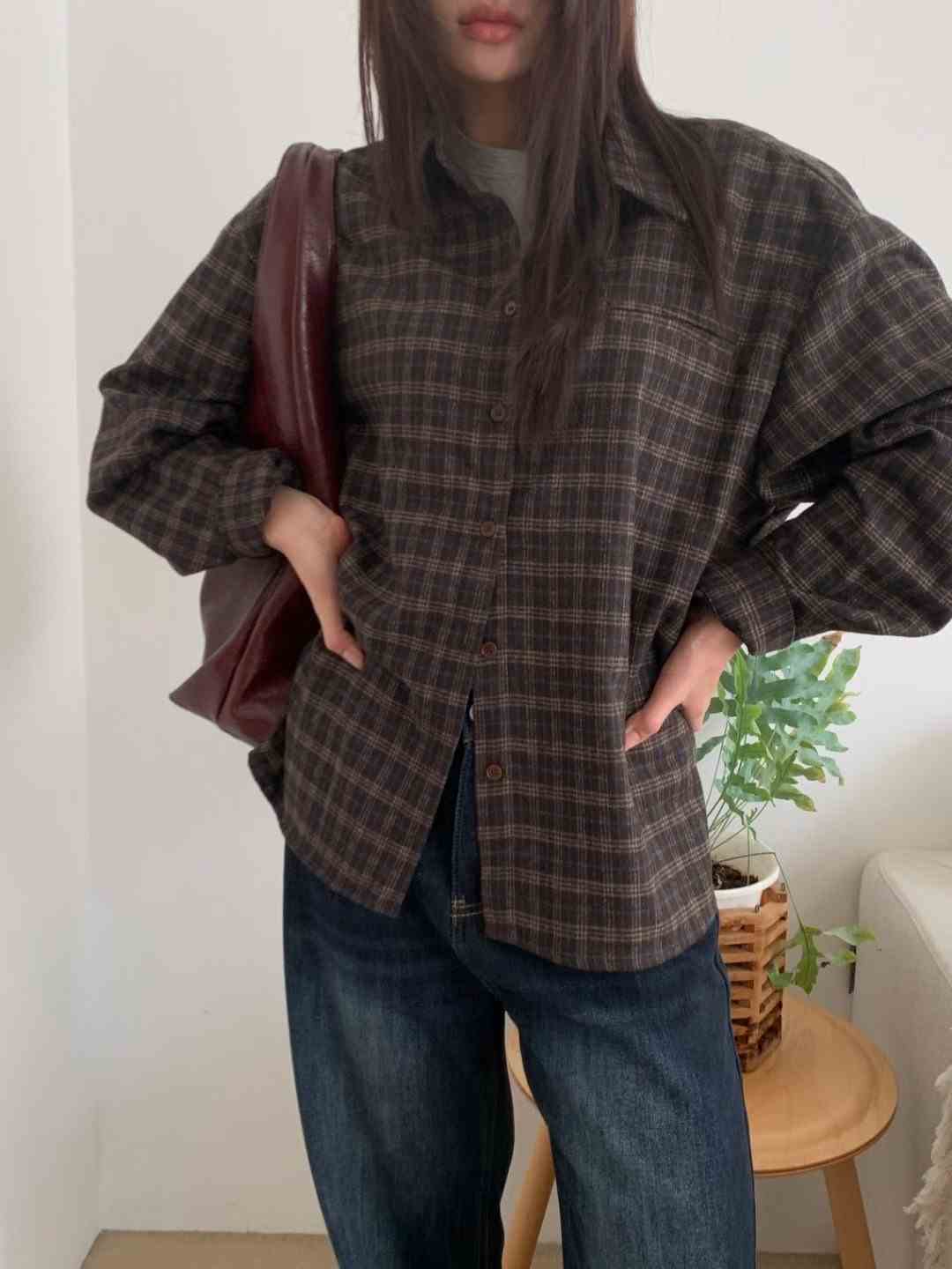 SPARK東大門㊣直郵女裝新品時尚休閑熱賣推薦襯衫蕾絲衫格子SPARK襯衫/蕾絲衫