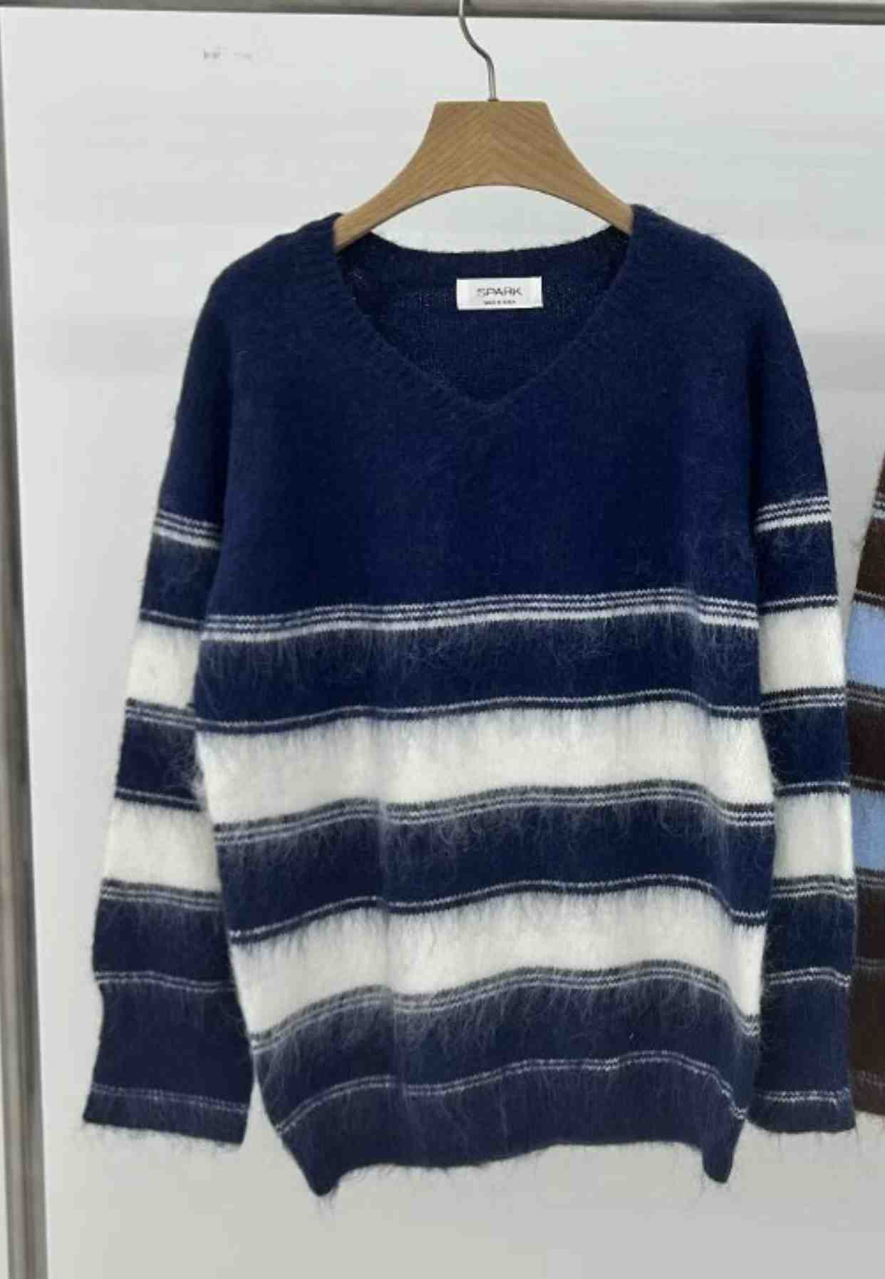SPARK東大門㊣直郵女裝新品人氣25秋冬職業熱賣推薦針織衫條紋SPARK針織衫
