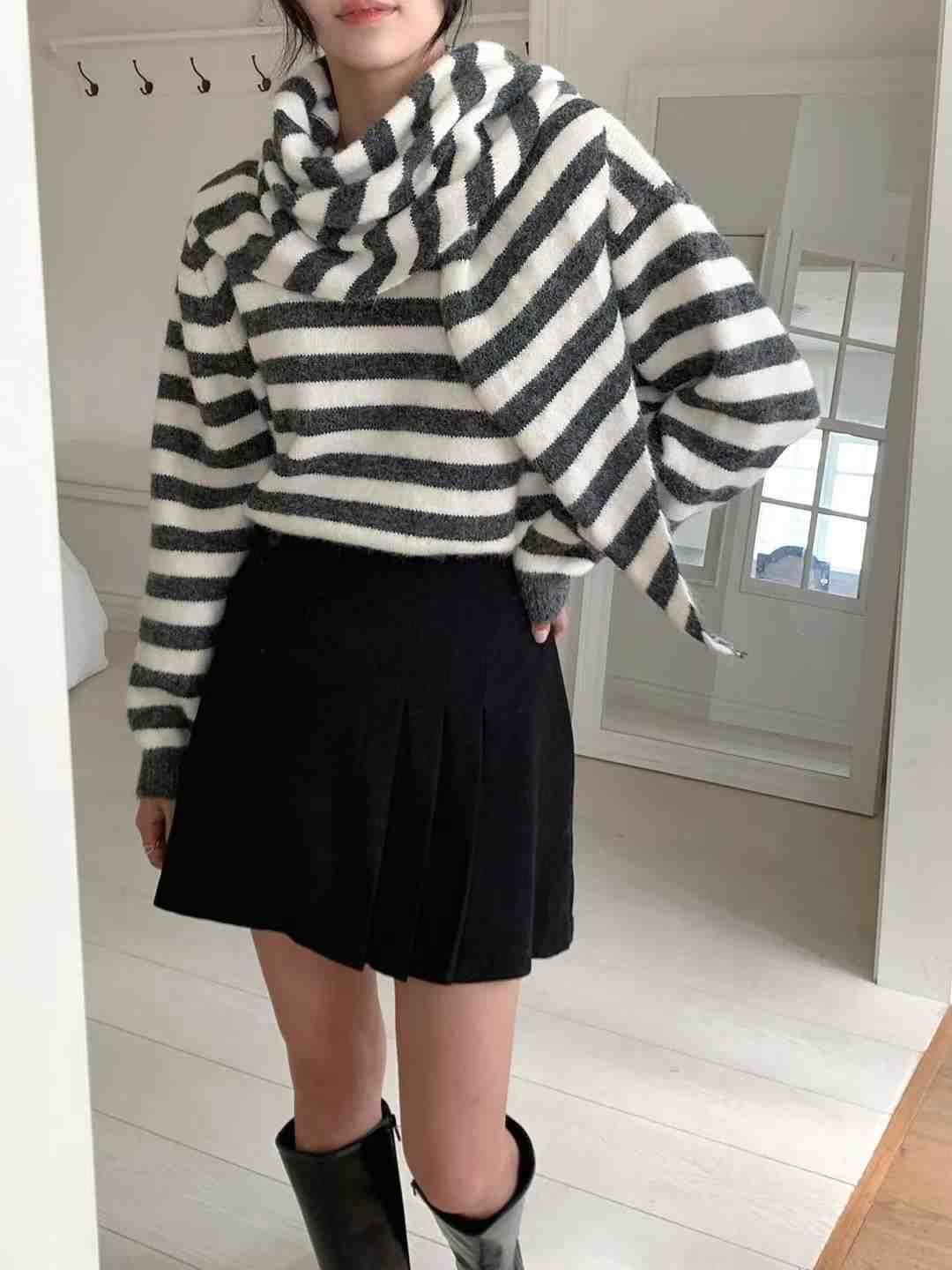 T.BLOSSOM東大門㊣直郵女裝新款推薦休閑真品針織衫含圍巾T.BLOSSOM針織衫