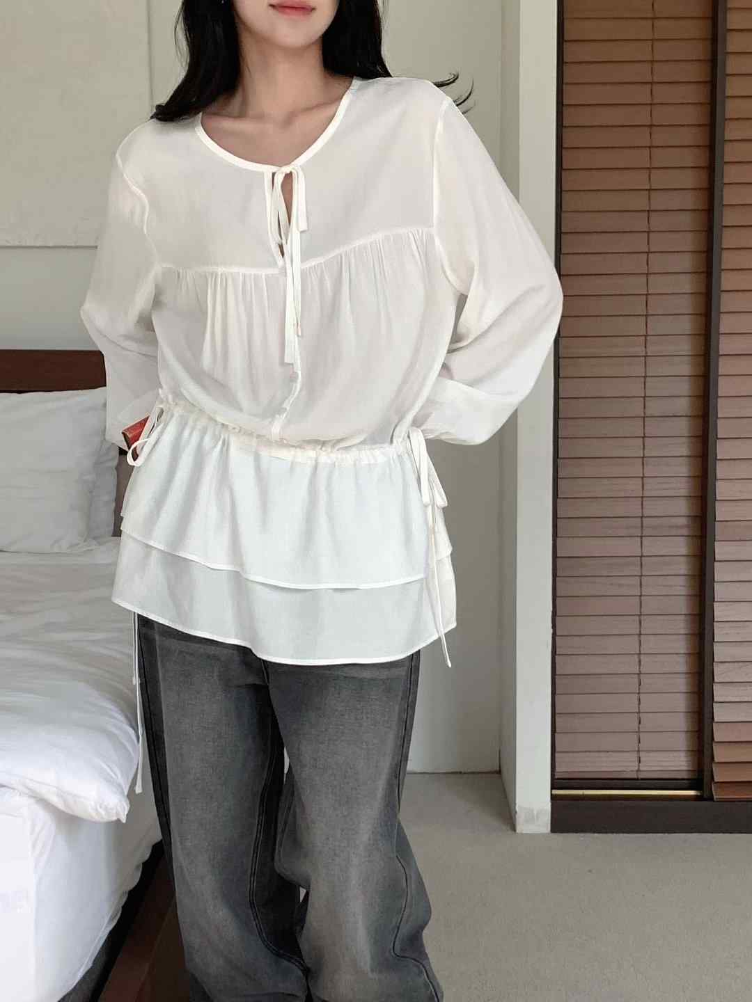 T.BLOSSOM東大門㊣代購女裝新款休閑時尚推薦職業襯衫蕾絲衫T.BLOSSOM襯衫/蕾絲衫