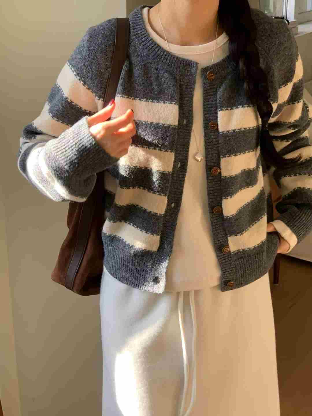 AREING韓國直郵㊣女裝新款真品推薦職業25秋冬熱賣針織衫開衫AREING針織衫