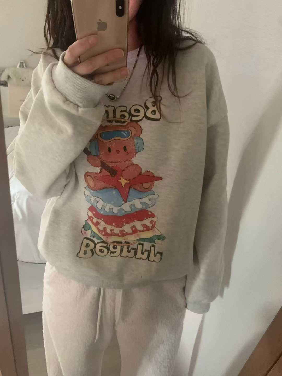 FEVER韓國直郵㊣女士新品真品人氣時尚推薦熱賣25秋冬衛衣抓絨FEVER衛衣