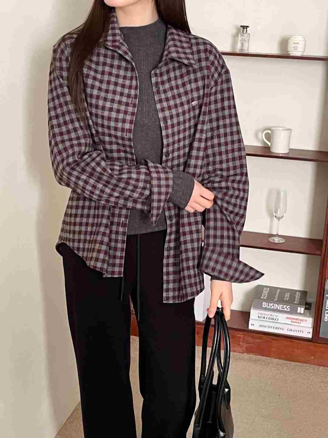 L.REWIND東大門㊣直郵女裝新款推薦休閑真品25秋冬襯衫蕾絲衫L.REWIND襯衫/蕾絲衫