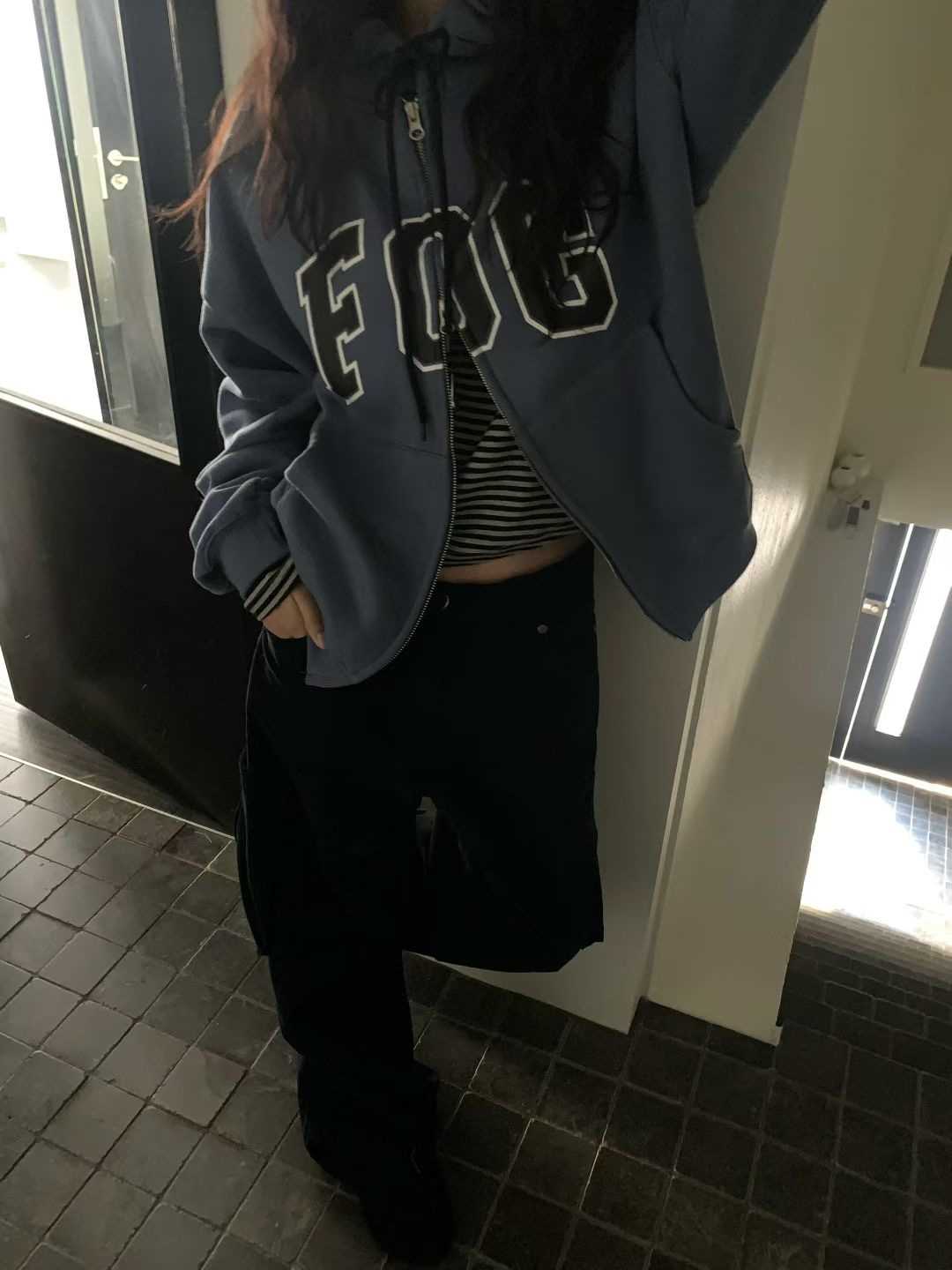 FEVER韓國直郵㊣女士新款時尚推薦真品休閑職業夾克連帽拉鏈衫FEVER夾克