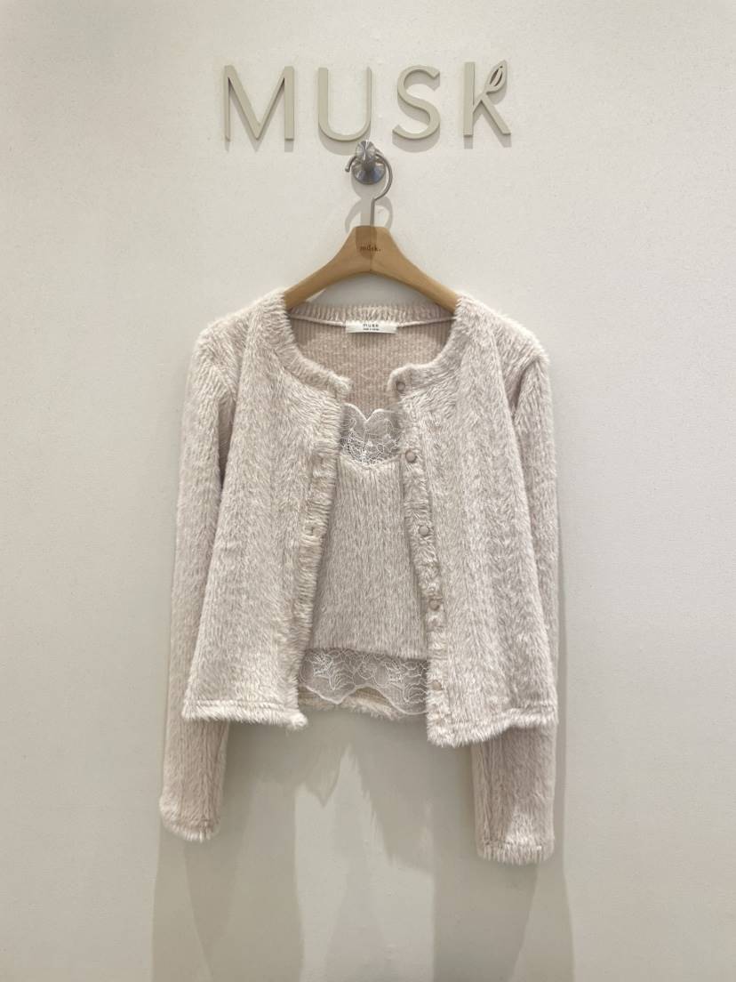 MUSK東大門㊣代購女裝新款熱賣休閑真品25秋冬針織衫貂皮開衫MUSK針織衫