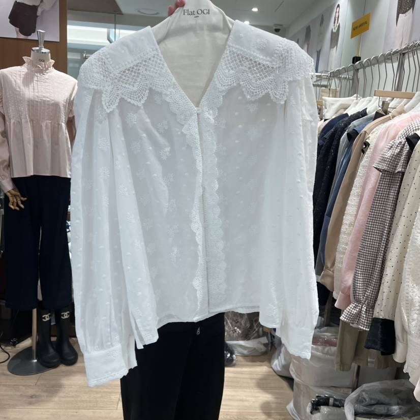 OGI東大門㊣直郵女裝新款時尚熱賣25秋冬推薦襯衫蕾絲衫春款FLat OGI襯衫/蕾絲衫