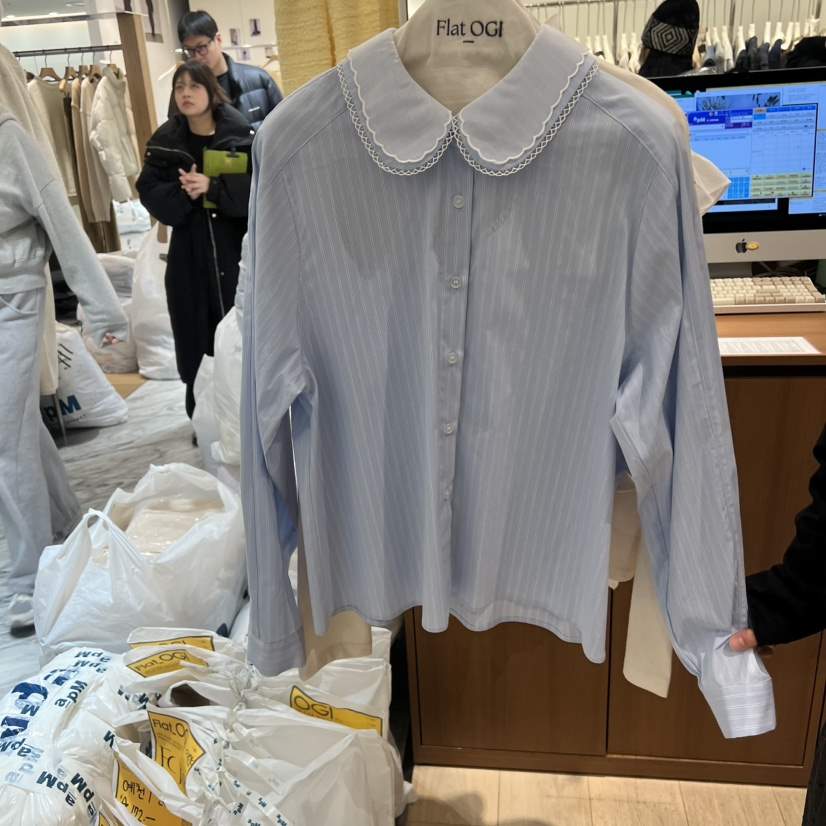 OGI東大門㊣直郵女裝新品人氣25秋冬休閑職業襯衫蕾絲衫春款FLat OGI襯衫/蕾絲衫