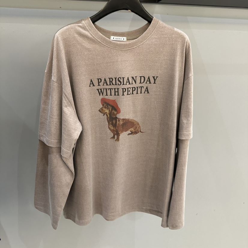 CREDITO韓國代購㊣女裝新款職業休閑熱賣人氣時尚長袖T恤春款CREDITO長袖T恤