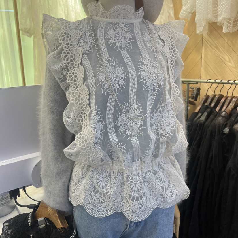 VIVI MARKET東大門㊣直郵女士新品真品25秋冬襯衫蕾絲衫蕾絲VIVI MARKET襯衫/蕾絲衫