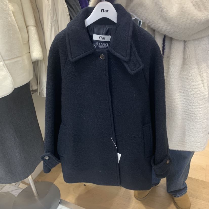 FLAT東大門㊣代購女士新款職業25秋冬推薦中長款大衣羊駝毛FLAT中長款大衣