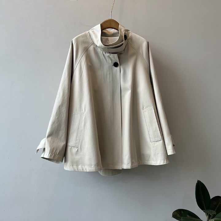 STAY HERE東大門㊣實拍女士新款休閑推薦熱賣中長款大衣斗篷STAY HERE中長款大衣