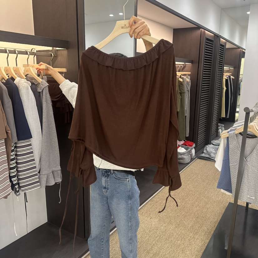 BRELLIN東大門㊣實拍女裝新款推薦熱賣25秋冬襯衫蕾絲衫春款褶皺BRELLIN襯衫/蕾絲衫