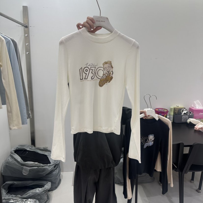 VISUAL SPACE東大門㊣代購女士新款時尚職業休閑長袖T恤春款VISUAL SPACE長袖T恤