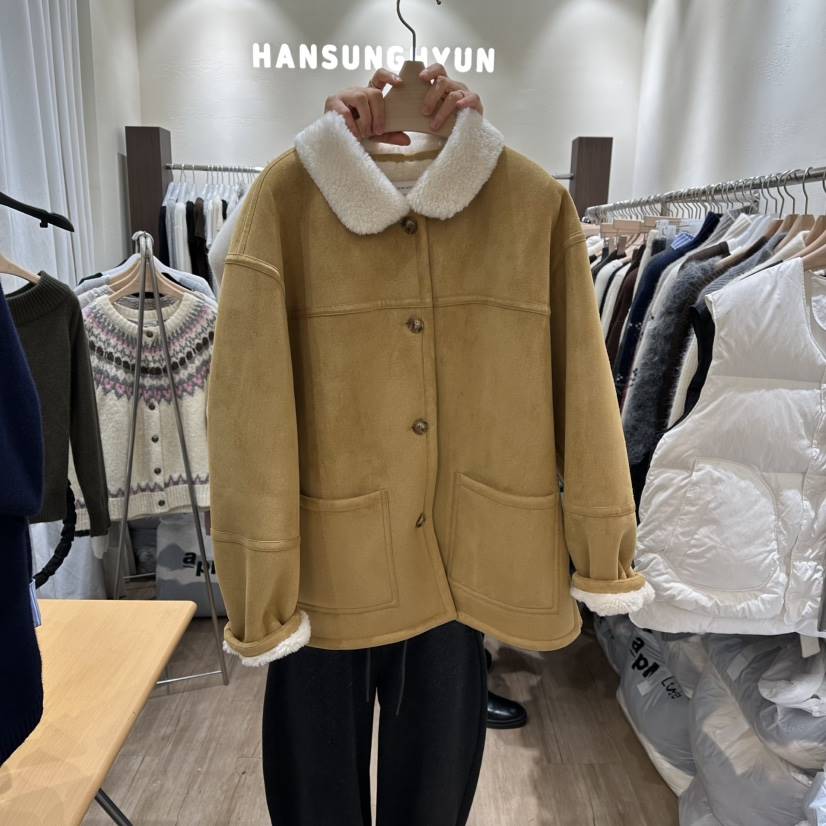 HANSUNGHYUN東大門㊣代購女裝新品人氣時尚熱賣休閑夾克春款絨HANSUNGHYUN夾克