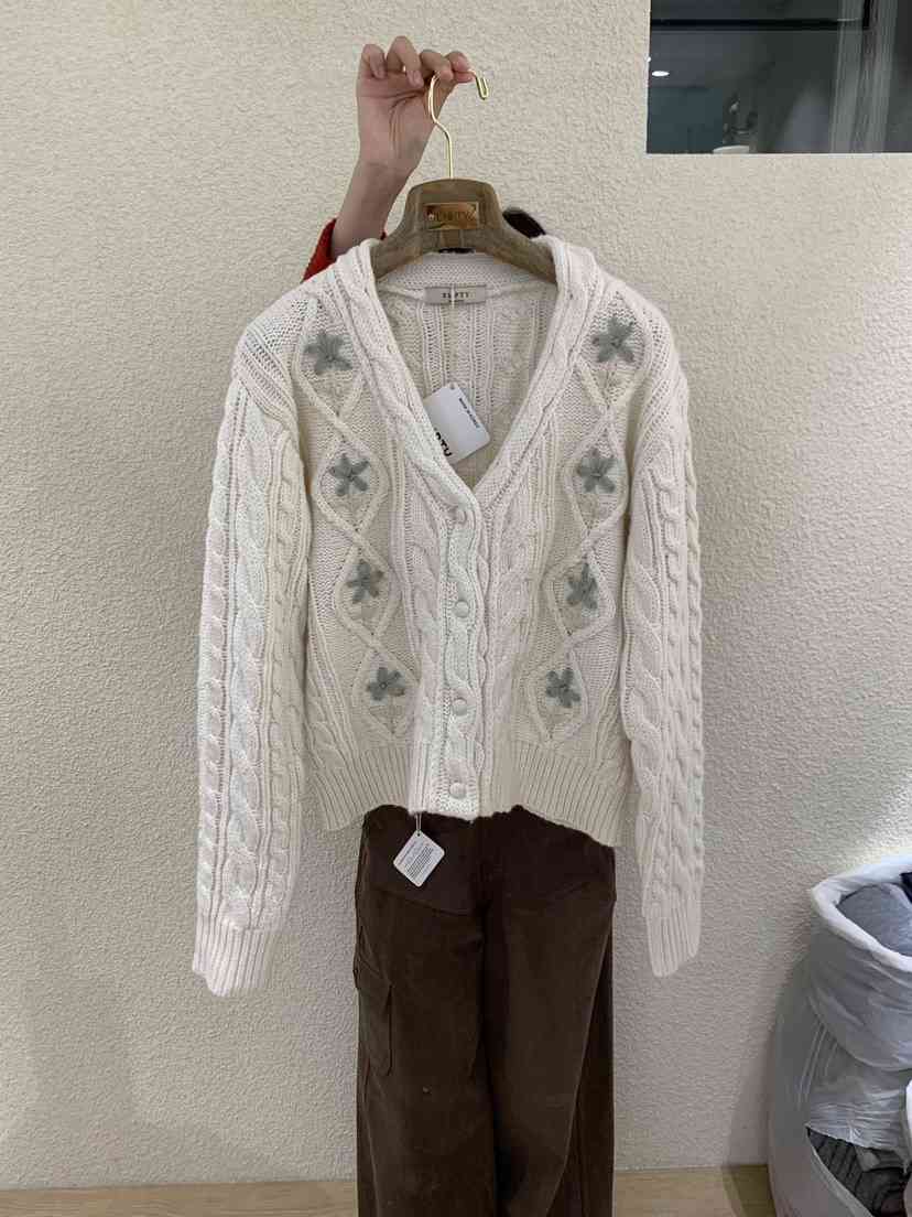 EMPTY韓國直郵㊣女裝新款人氣26春夏休閑真品針織衫花朵開衫EMPTY針織衫