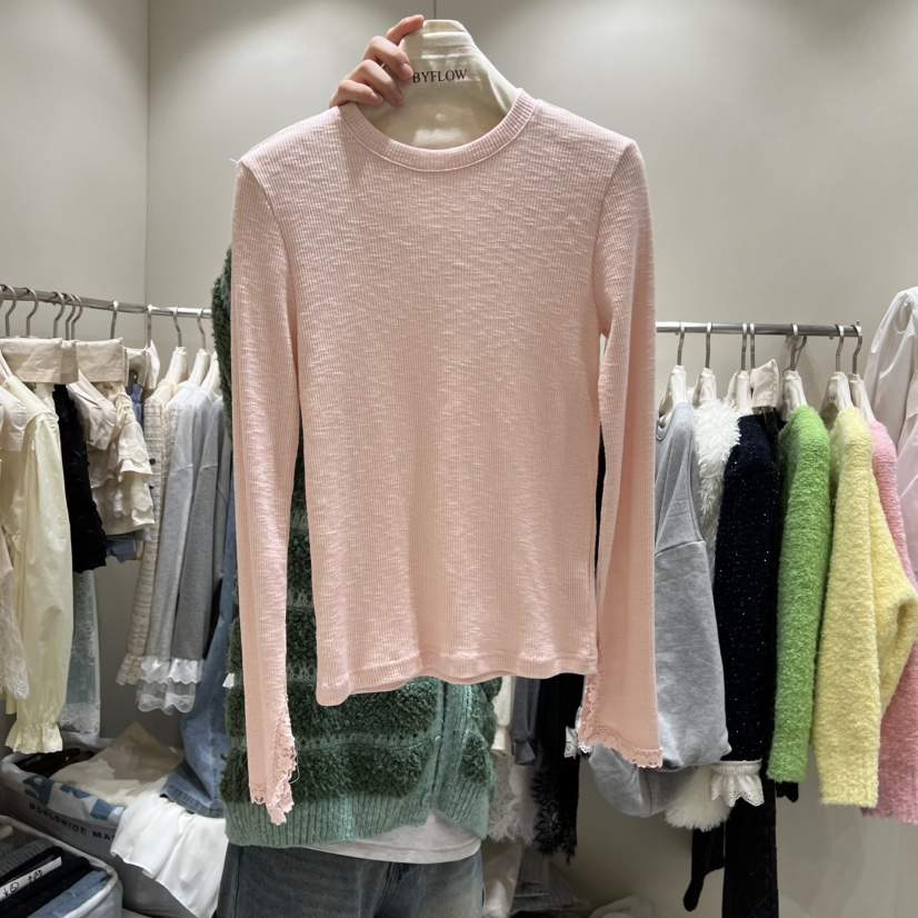 BY FLOW㊣東大門實拍女裝新品職業26春夏人氣真品長袖T恤春款BY FLOW長袖T恤