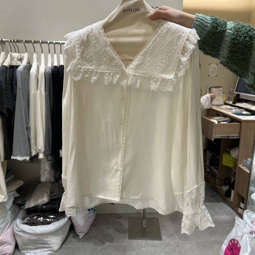 BY FLOW東大門直郵㊣女士新品休閑26春夏襯衫蕾絲衫拉絲春款BY FLOW襯衫/蕾絲衫