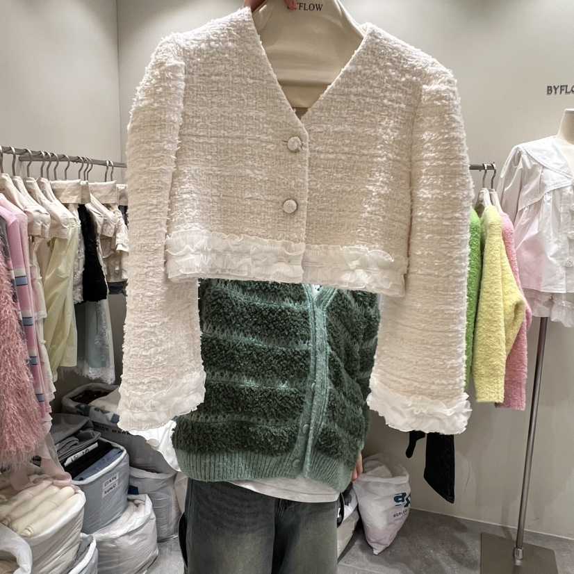 BY FLOW韓國代購㊣女裝新款熱賣26春夏職業夾克粗花呢春款BY FLOW夾克