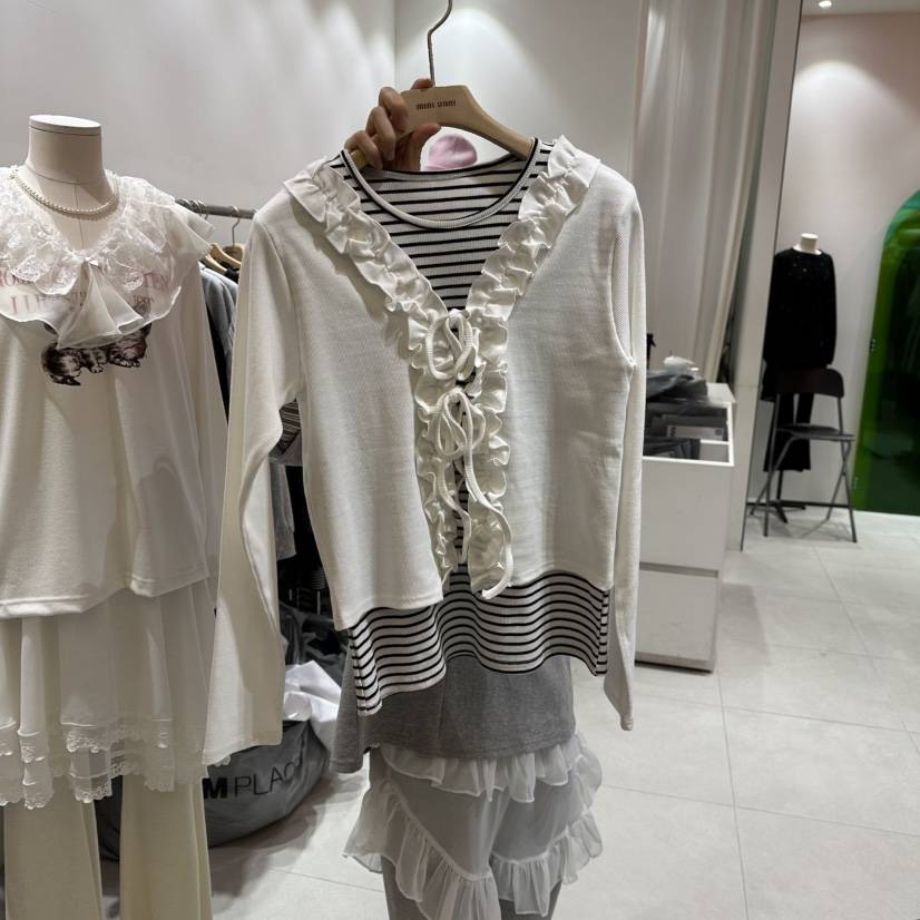 MINI UNNI㊣東大門代購女士新款人氣熱賣休閑長袖T恤假兩件MINI UNNI長袖T恤