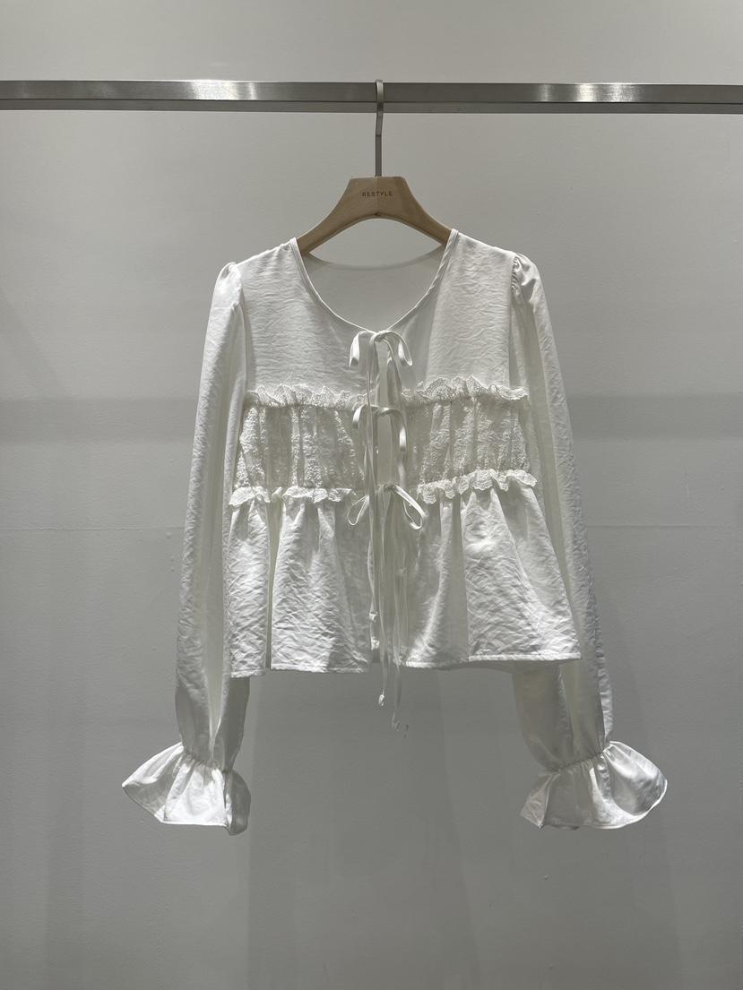 RE STYLE-Q㊣東大門代購女裝新款職業襯衫蕾絲衫春款絲質開衫RE STYLE襯衫/蕾絲衫