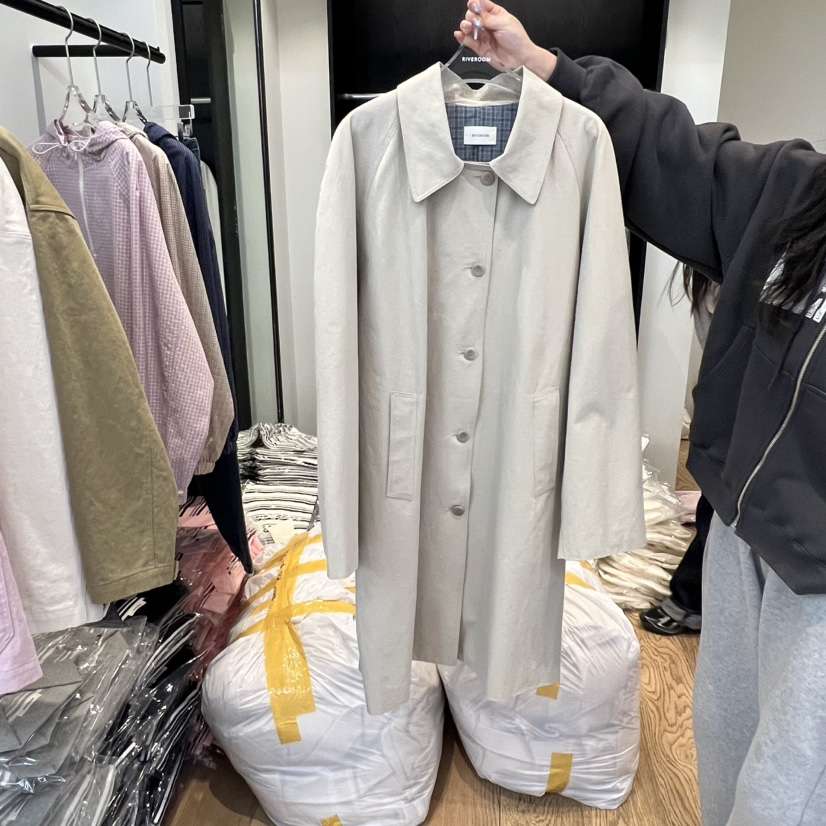 RIVEROOM㊣東大門實拍女士新品職業人氣26春夏長款風衣春款棉RIVEROOM長款風衣