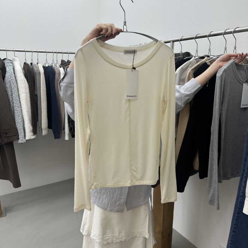 ENHANCE㊣東大門實拍女士新款職業時尚真品長袖T恤天絲春款ENHANCE長袖T恤
