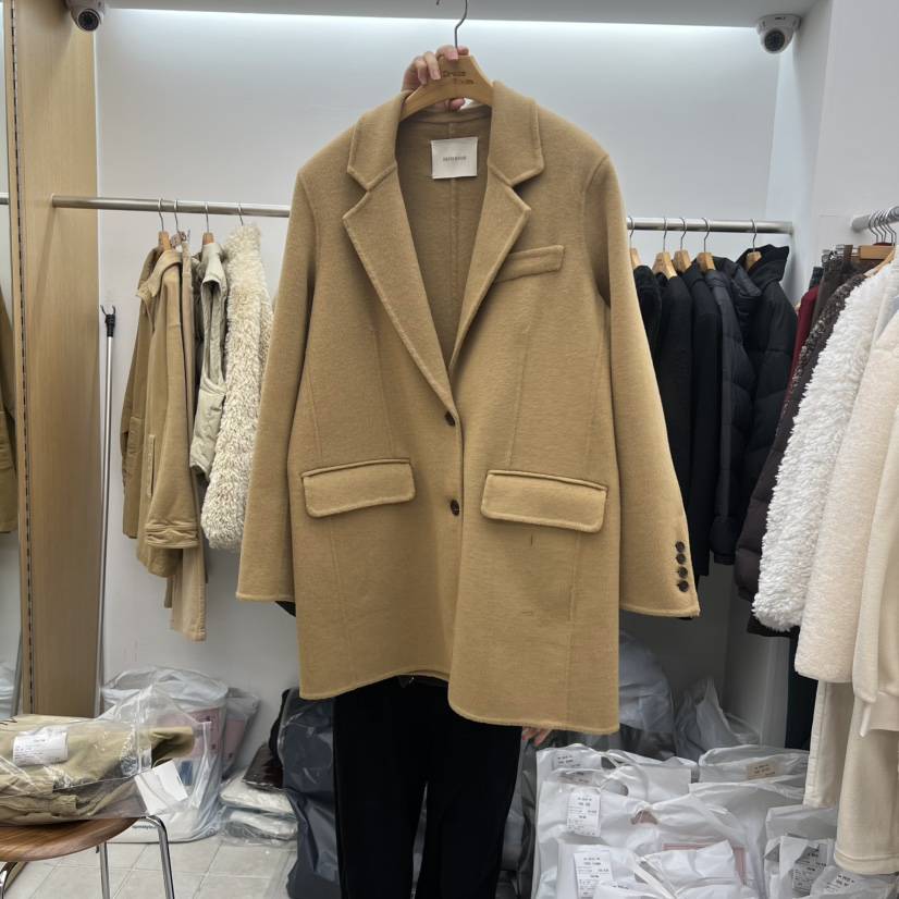 DRESS ROOM㊣東大門實拍女裝新品推薦人氣職業中長款大衣羊絨DRESS ROOM中長款大衣