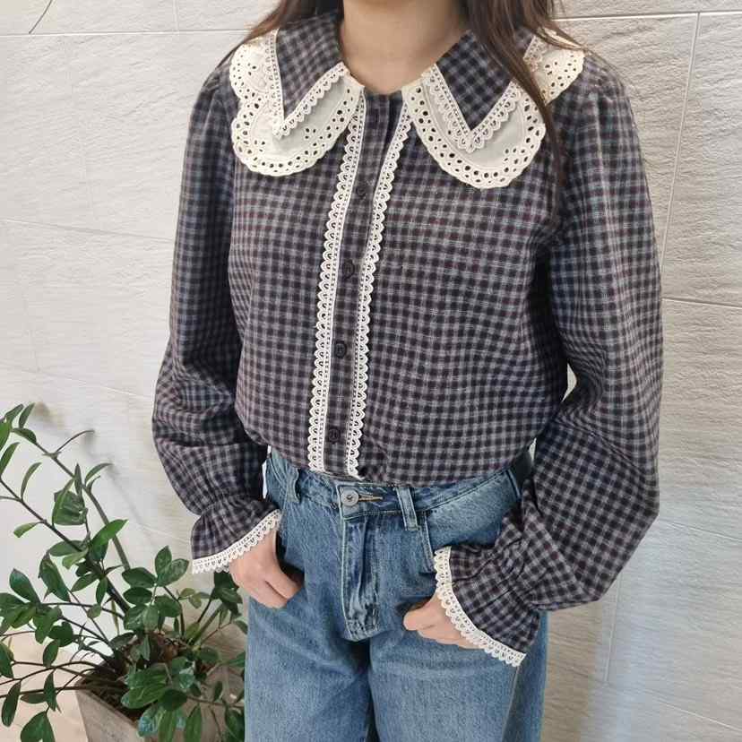 2nd B-S韓國代購㊣女士新品時尚25秋冬推薦休閑襯衫蕾絲衫2nd B-S襯衫/蕾絲衫