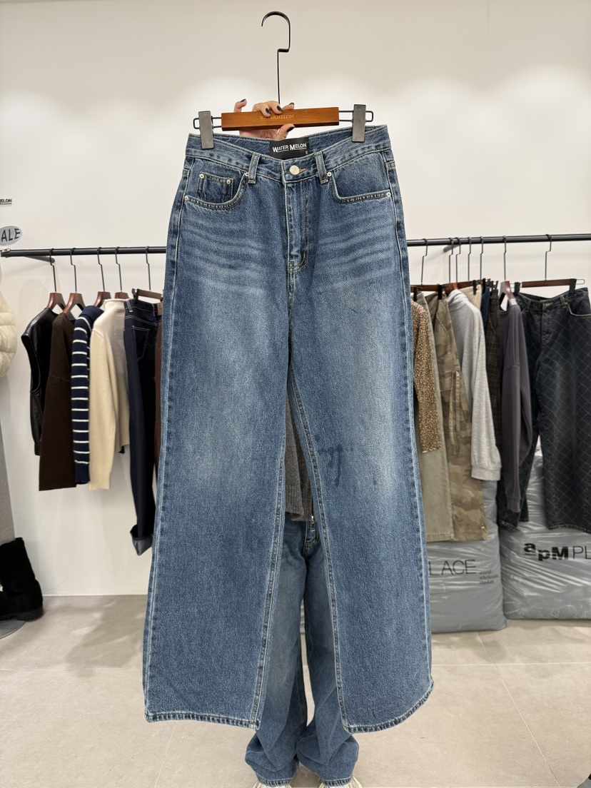 WATERMELON東大門㊣代購女士新品推薦25秋冬人氣牛仔褲短款WATER MELON牛仔褲