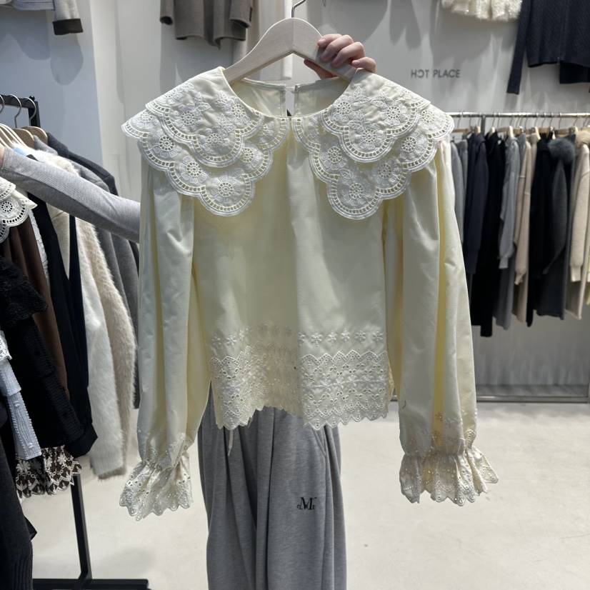 HOT PLACE/DREAM GIRIS/HOT ISSUE㊣東大門代購女士新品26春夏襯衫蕾絲衫荷葉邊蕾絲HOT PLACE/DREAM GIRIS/HOT ISSUE襯衫/蕾絲衫