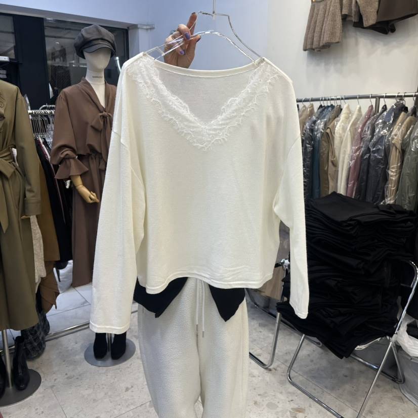 MARIGOLD㊣東大門代購女裝新品真品休閑時尚人氣長袖T恤蕾絲MARIGOLD長袖T恤