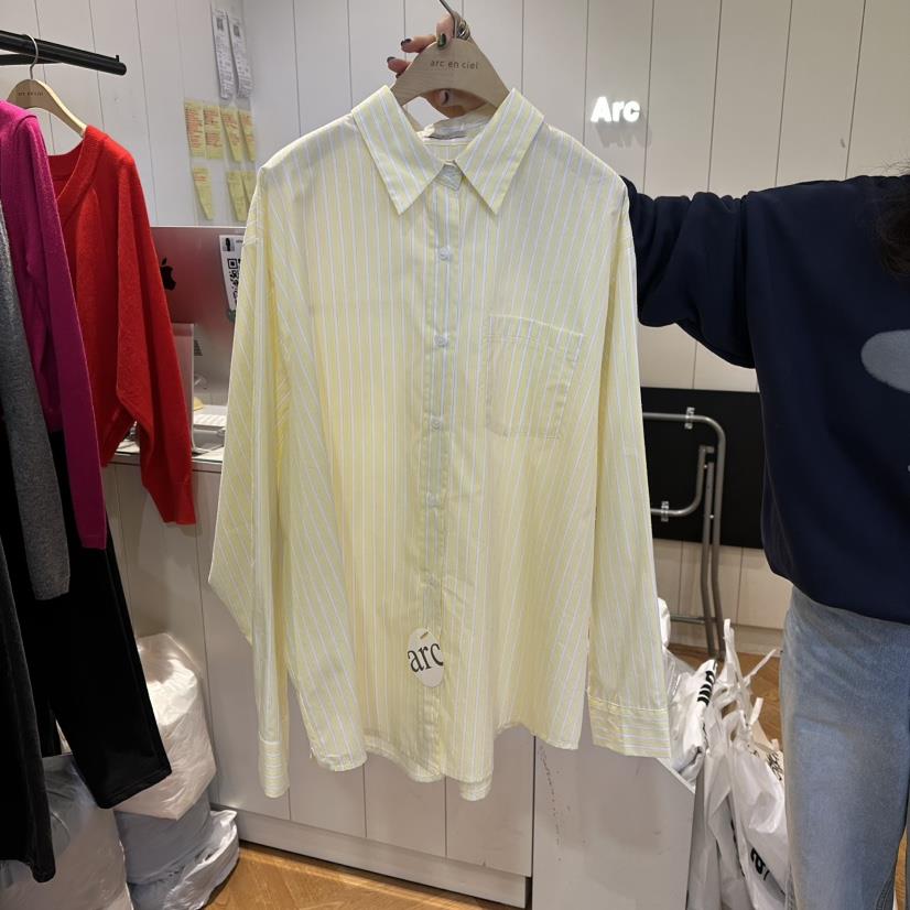 ARC㊣東大門代購女士新品休閑26春夏真品襯衫蕾絲衫春款條紋ARC EN CIEL襯衫/蕾絲衫