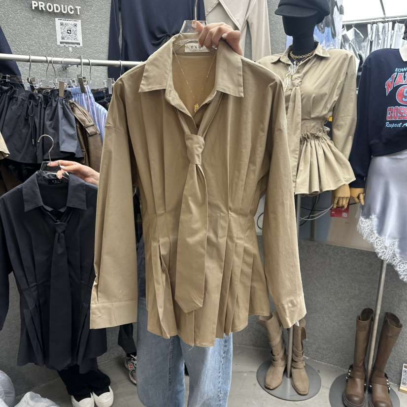 EXIT韓國代購㊣女裝新款推薦職業時尚襯衫蕾絲衫蝴蝶結春款EXIT襯衫/蕾絲衫