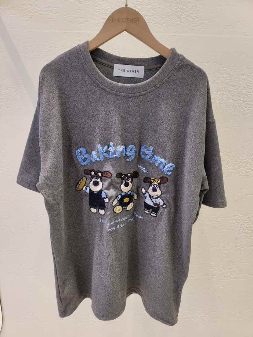 THE OTHER韓國直郵㊣女裝新品熱賣26春夏休閑T恤泰迪熊刺繡THE OTHERT恤
