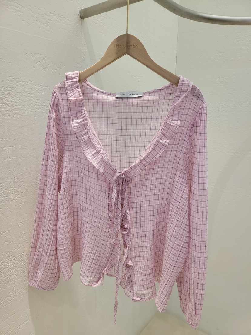 THE OTHER韓國直郵㊣女裝新品人氣職業時尚襯衫蕾絲衫格紋THE OTHER襯衫/蕾絲衫