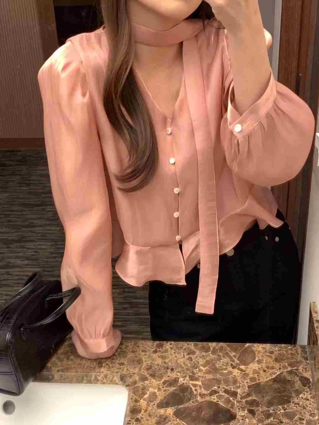 FLUTTER㊣東大門代購女裝新款26春夏真品休閑襯衫蕾絲衫含脖帶FLUTTER/INOUF襯衫/蕾絲衫