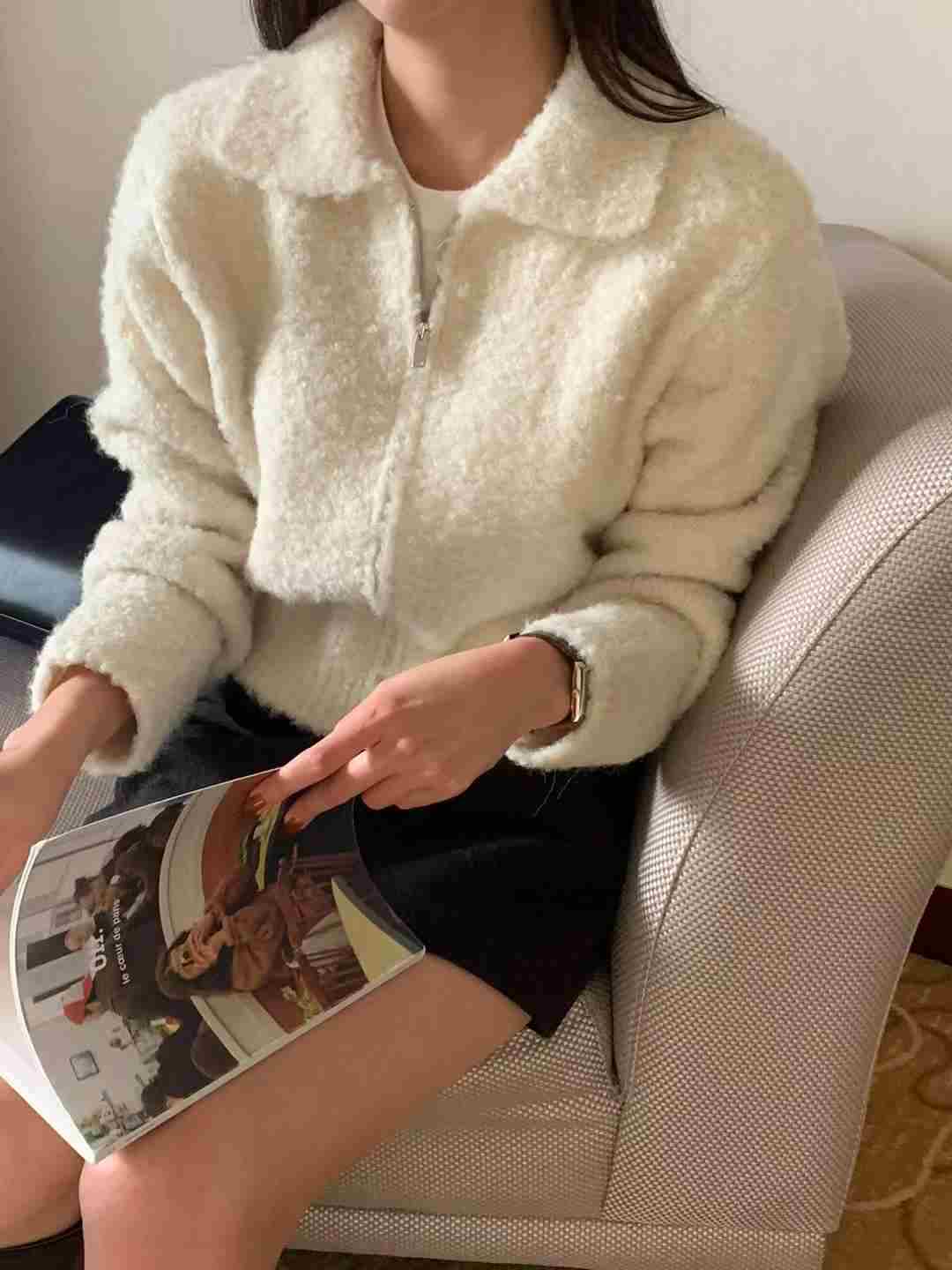 FLUTTER韓國代購㊣女士新品人氣時尚推薦休閑職業針織衫拉鏈FLUTTER/INOUF針織衫